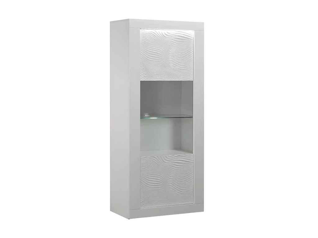 Vitrine 1 Porte Laqué Blanc à LEDs - MARKS
