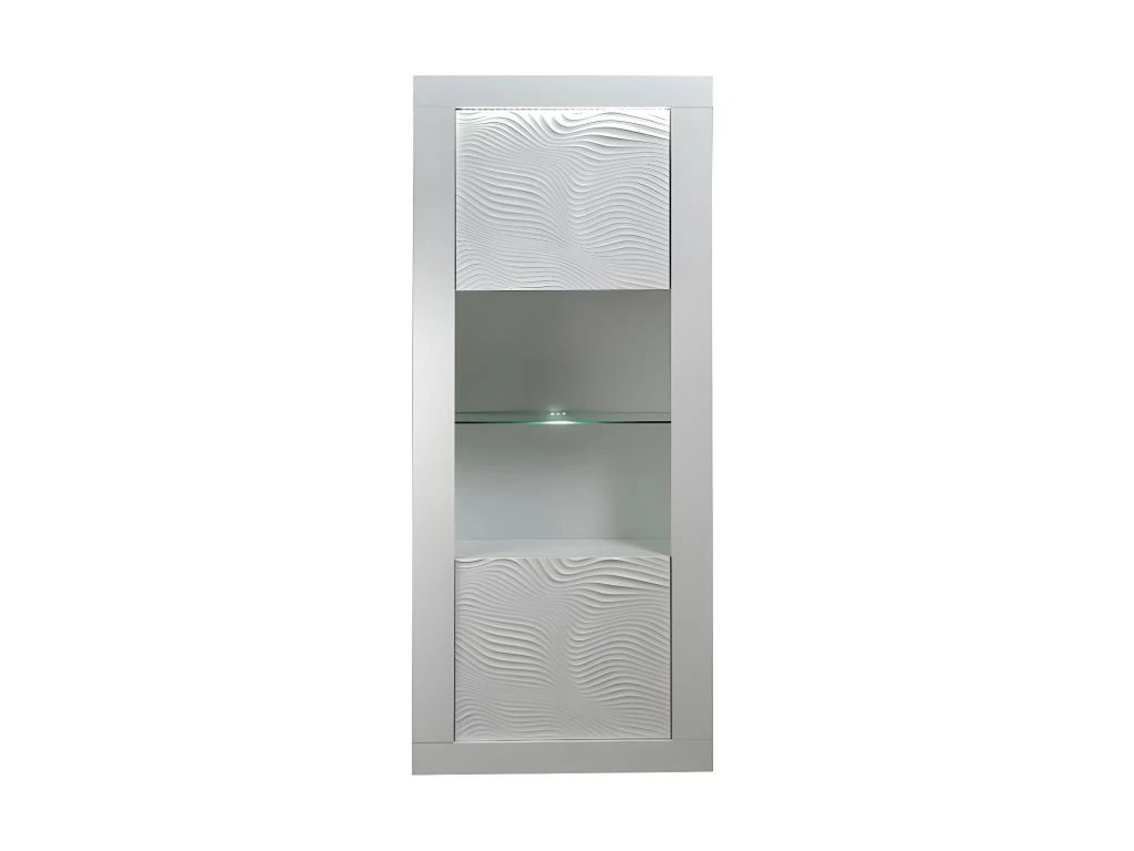 Vitrine 1 Porte Laqué Blanc à LEDs - MARKS – Image 4