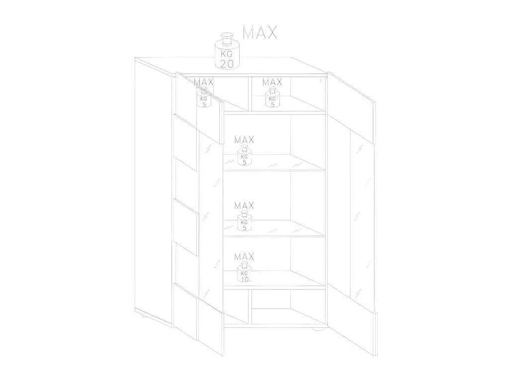 Vitrine 2 Portes Laqué Gris Brillant - BARI – Image 3