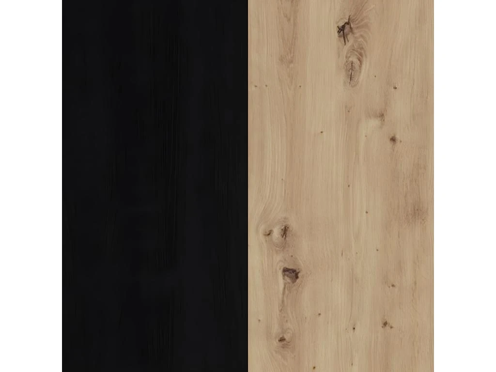 Vitrine H198 Cm Décor Chêne Clair Et Noir Avec Poignées Métal - LEILA – Image 4