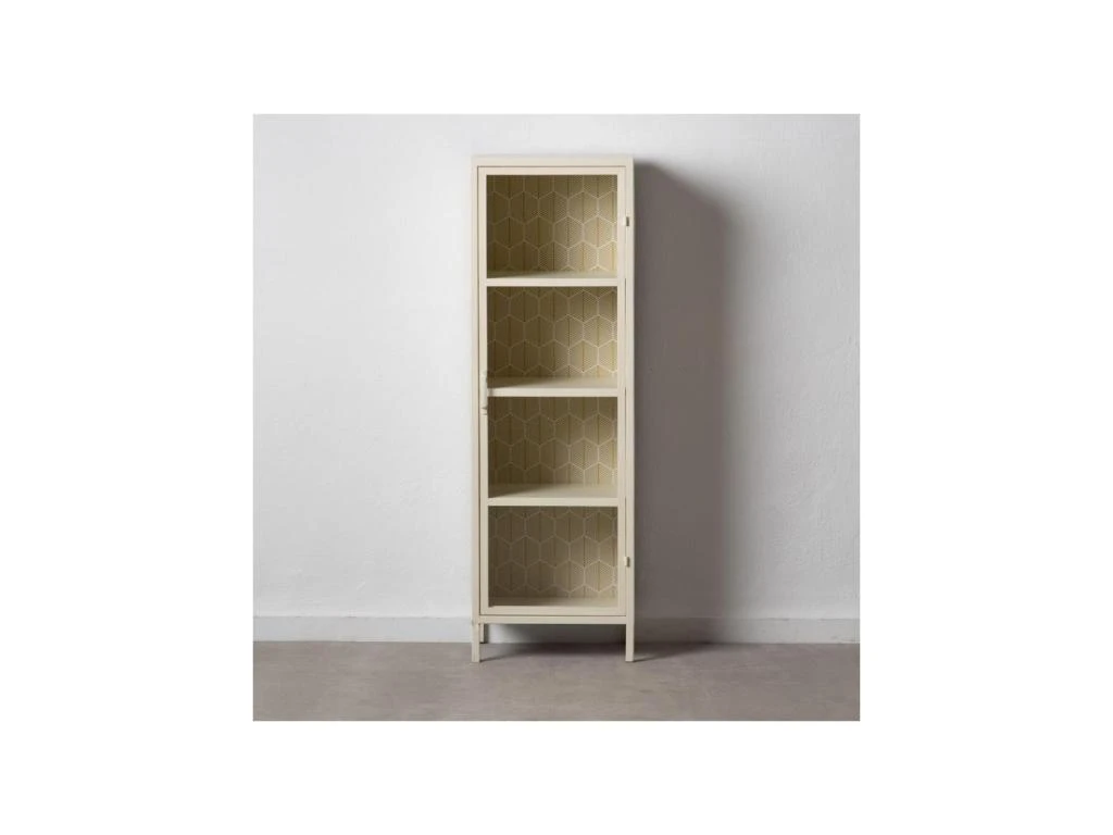 Vitrine 1 Porte Dessins Géométriques Blanc/Métal- HEXA – Image 2