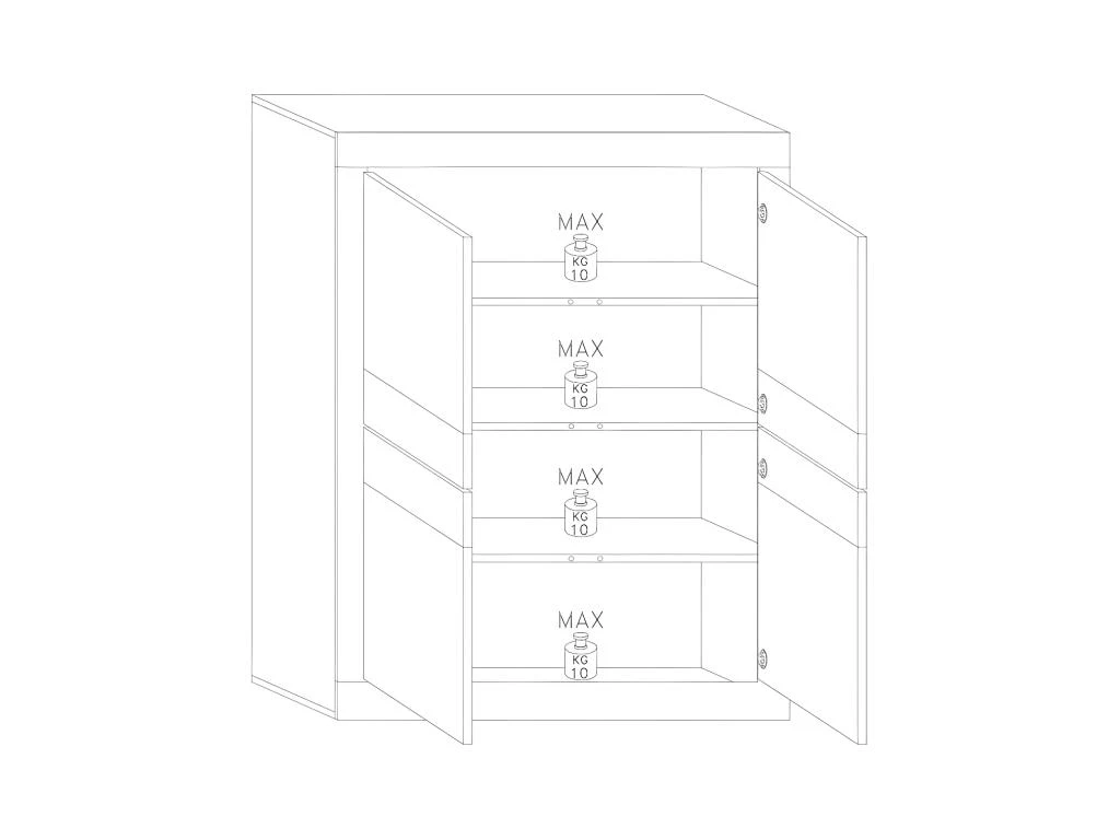 Vitrine 4 Portes Noir Mat/Bois Fumé à LEDS - MATERA – Image 3