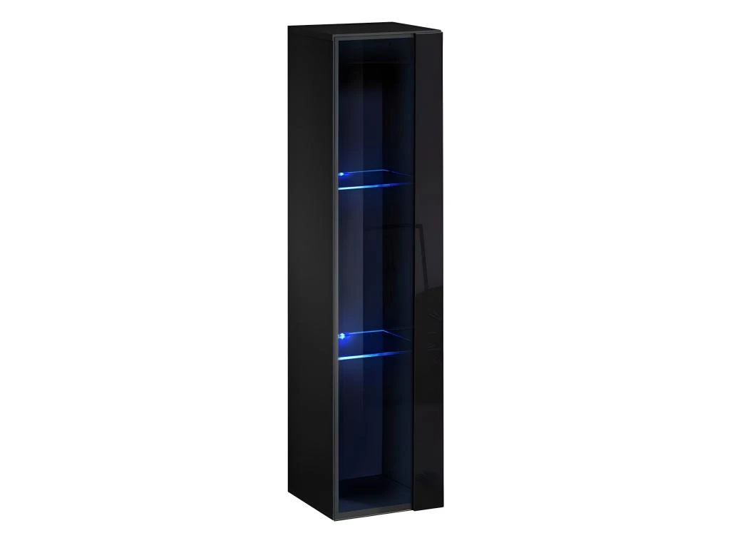 Vitrine Suspendue Noire Petit Modèle Avec 1 Porte Vitrée Et éclairage LED Inclus. Collection SWITCH.
