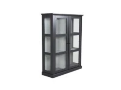 Wave Armoire Vitrine 2 Portes, 6 Compartiments, Noir.